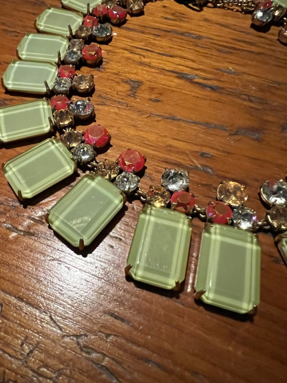 J. Crew Pale Green Glass & Multi Crystal Bib Necklace - Picture 2 of 4